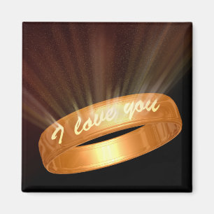 "I kärlek you" Golden Ring Magnet