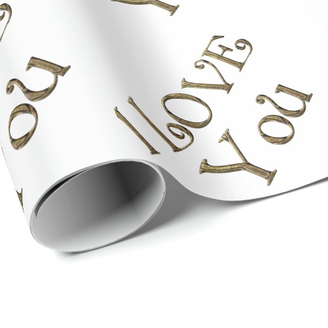 I Kärlek You Golden Text Typography Elegant Presentpapper (Rullad Hörn)