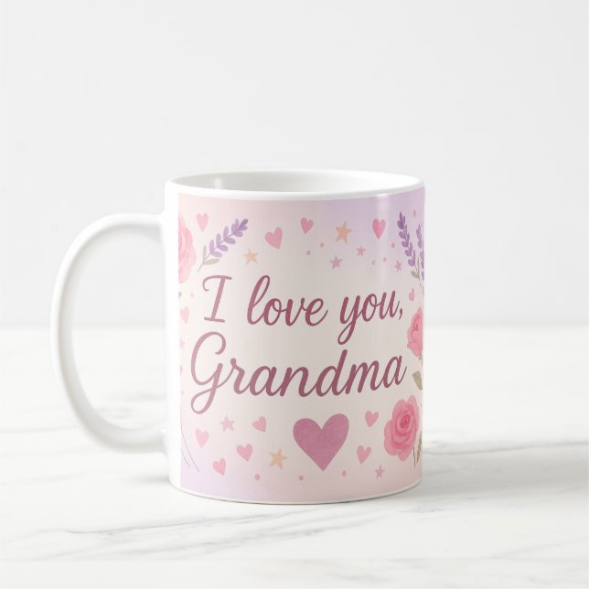 I Kärlek You Grandma Gift - Blommigt Gift Design Kaffemugg (Vänster)