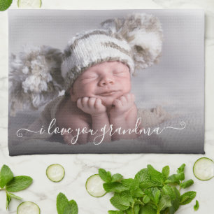 I Kärlek You Grandma Photo Template Kökshandduk