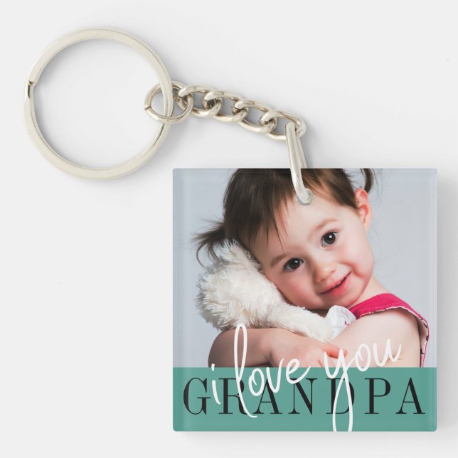 I Kärlek You Grandpa Anpassningsbar Photo Keychain (Framsidan)