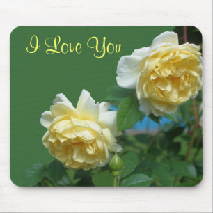 I Kärlek You Gul ros Flower Photo Mousepad Musmatta