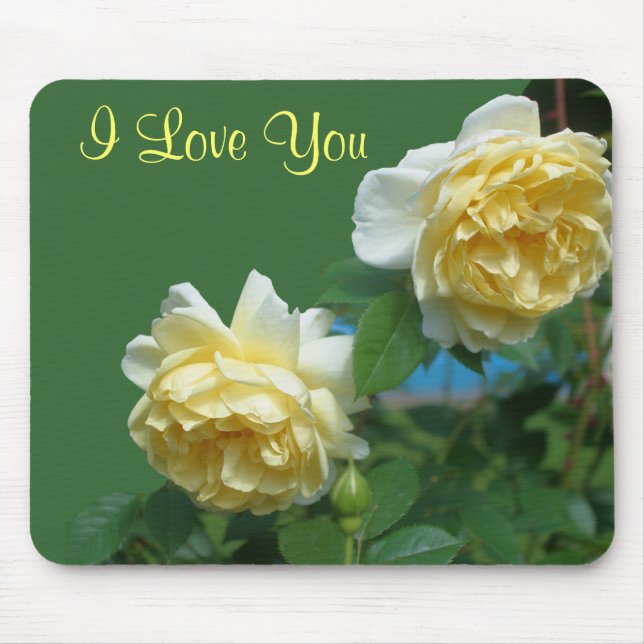 I Kärlek You Gul ros Flower Photo Mousepad Musmatta (Framsidan)