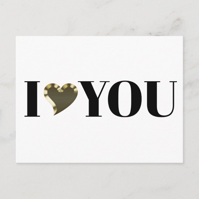I Kärlek You guld, hjärtat djärv modern typografi Vykort (Framsida)