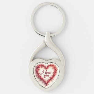 I Kärlek You Hjärtnyckelring - Romantic Gift Twisted Heart Silverfärgad Nyckelring