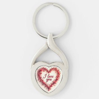 I Kärlek You Hjärtnyckelring - Romantic Gift Twisted Heart Silverfärgad Nyckelring
