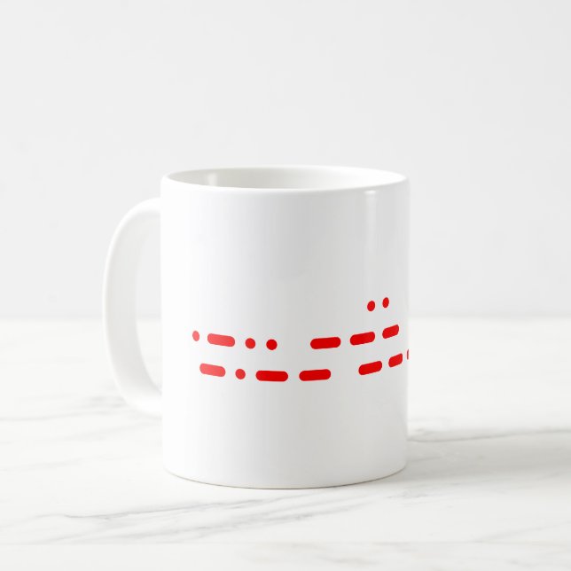 "I Kärlek You" i Red Morse Code Kaffemugg (Framsida vänster)