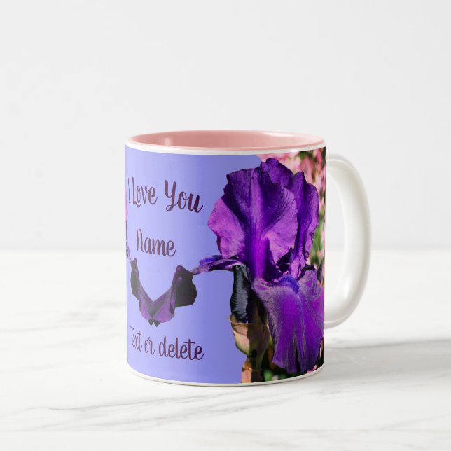 I Kärlek You Lila Iris Flower Personlig Två-Tonad Mugg (Framsida höger)
