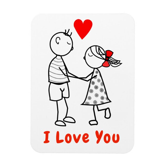 I Kärlek You Magnet - Cute Couple (Vertikal)