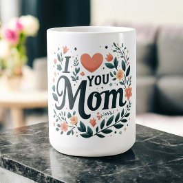 I Kärlek You Mamma - Blommigt Heart Kaffemugg