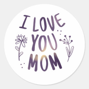 I Kärlek You Mamma Blommigt Mors dag Gift Ideas Runt Klistermärke