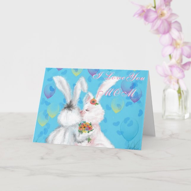 I Kärlek You Mamma Card Lycklig Mors dag Bunny Hug Kort (Orkide)