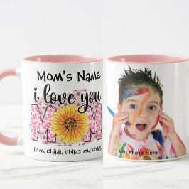 I Kärlek You Mamma Colorful Anpassade Rosa Photo Mugg