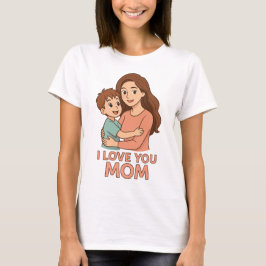 I Kärlek You Mamma Cute Mor och Son Tecknad Tshirt T Shirt