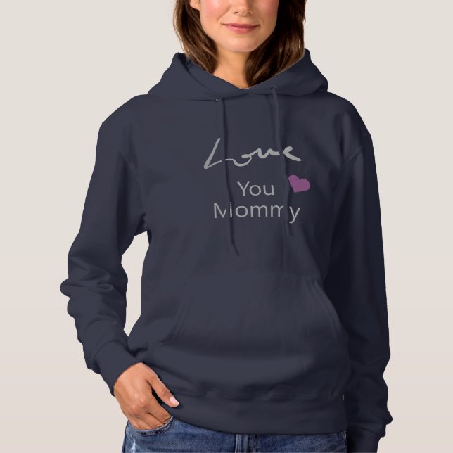 I Kärlek You Mamma Elegant Silver Script Navy Blue T Shirt (Framsida)