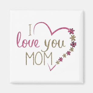 I Kärlek You Mamma Glitter Heart Magnet
