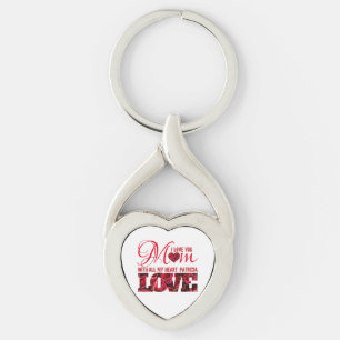 I Kärlek You Mamma Modern Cute Keepsaké Mors dag Twisted Heart Silverfärgad Nyckelring
