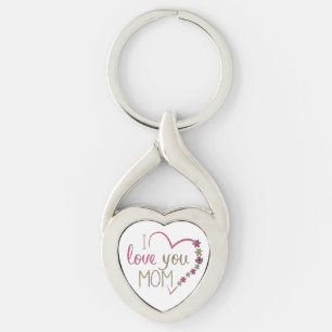 I Kärlek You Mamma Mors dag Keychain Twisted Heart Silverfärgad Nyckelring