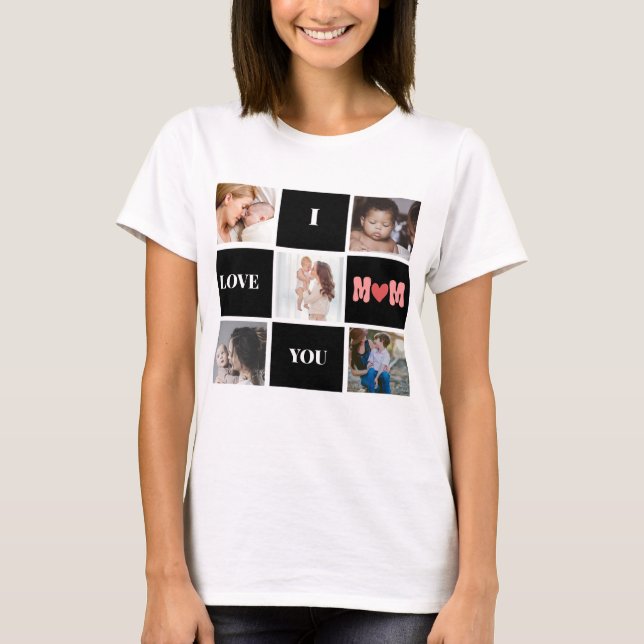 "I Kärlek you mamma", söt 5 fotokollage T-Shirt (Framsida)