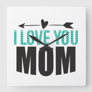 I Kärlek You Mamma Wall Clock Fyrkantig Klocka