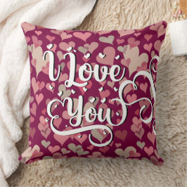 I Kärlek You Modern Cute Rosa Girly Heart Mönster Kudde