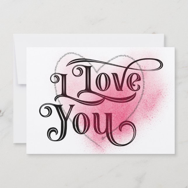 I Kärlek You Modern Light Heart Graphics Elegant T Kort (Framsida)