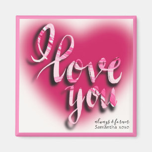 I Kärlek You Modern Valentines Rosa Heart Magnet