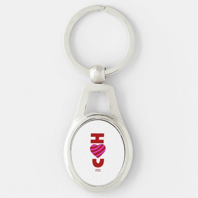I Kärlek You Oval Keychain Ovalt Silverfärgad Nyckelring (Framsidan)