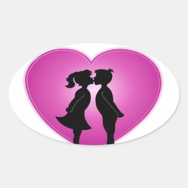 I Kärlek You Ovalt Klistermärke (Framsida)