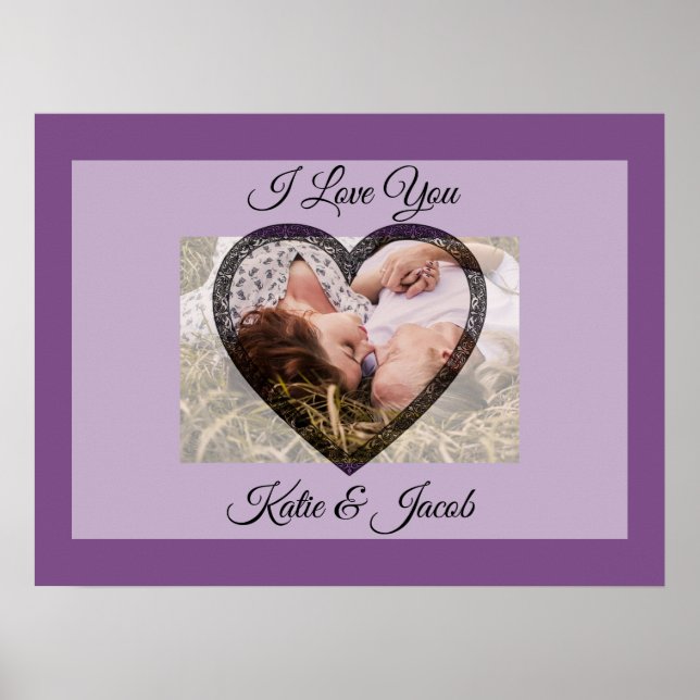 I Kärlek You personlig Photo Lila Poster (Framsidan)