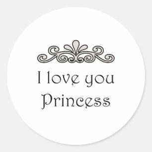 I Kärlek You Princess Runt Klistermärke