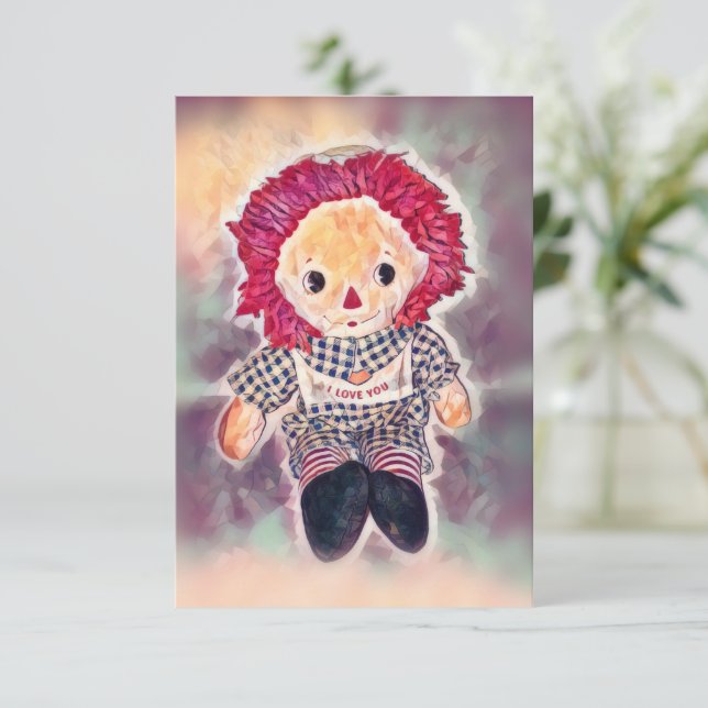I Kärlek You Rag Doll Tack Kort (Stående Fram)