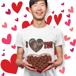 I Kärlek You Red Anpassningsbar Photo Heart Manar T Shirt
