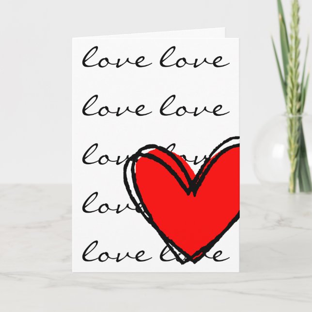 I Kärlek You Red Heart Helgkort (Framsida)