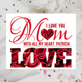 I Kärlek You Red Heart Keepsak Elegant Mors dag Kort