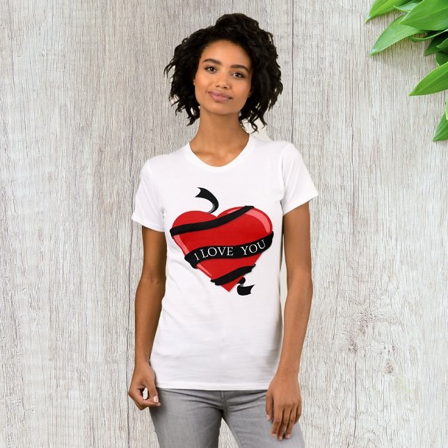 I Kärlek You Red Heart Womens T-Shirt (Skapare uppladdad)