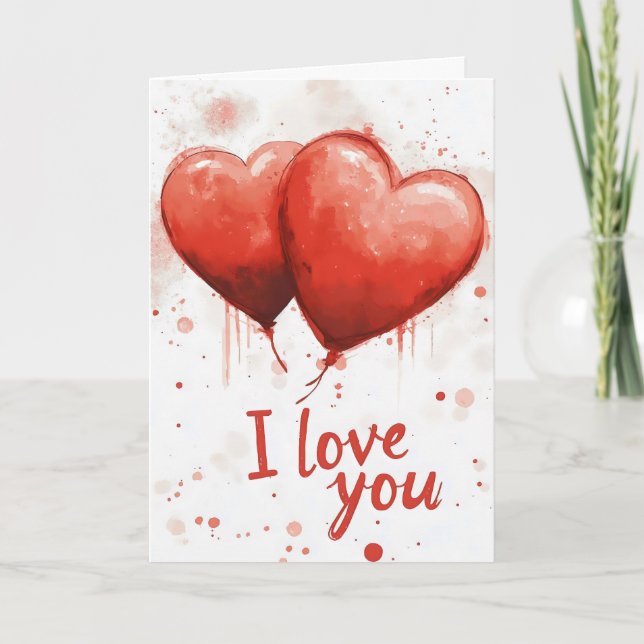 I Kärlek You Red Hearts Helgkort (Framsida)