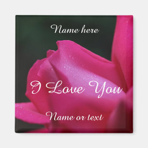 I Kärlek You Red Rosenknopp Flower Personlig Magnet