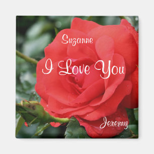 I Kärlek You Röd ros Flower Personlig Magnet