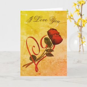 I Kärlek You Röd ros Heart Art Card Kort