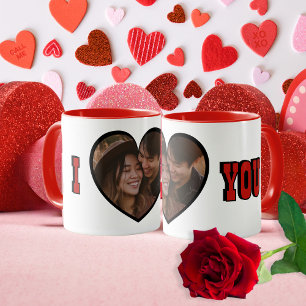 I Kärlek You Romantic Red Heart Photo Mugg