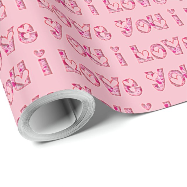 I Kärlek You Romantic Valentines day Typography Ro Presentpapper (Rullad Hörn)
