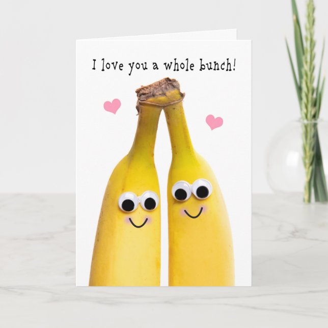 I Kärlek You Romantik Banana Humor Helgkort (Framsida)