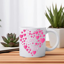 I Kärlek You Rosa Hearts Kaffemugg