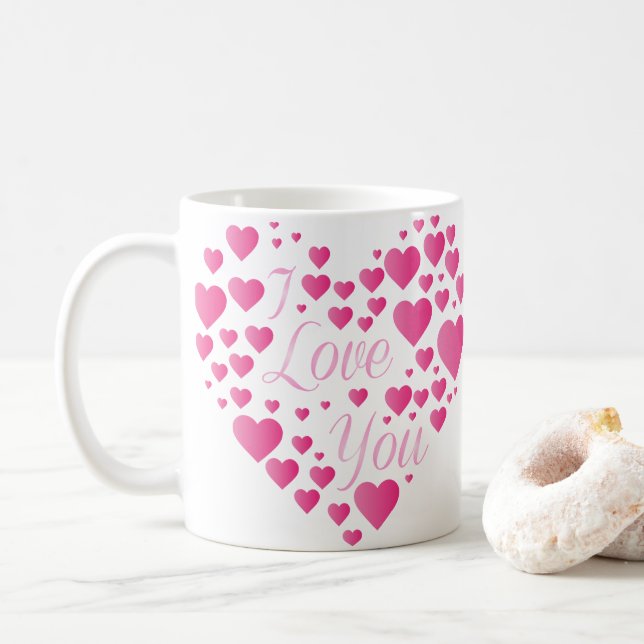 I Kärlek You Rosa Hearts Kaffemugg (Med munk)