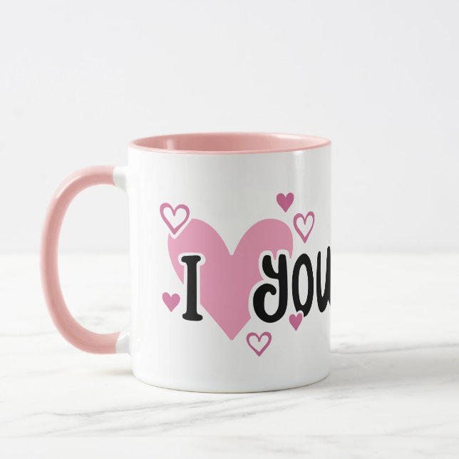 I Kärlek You Rosa Hearts Mugg (Vänster)