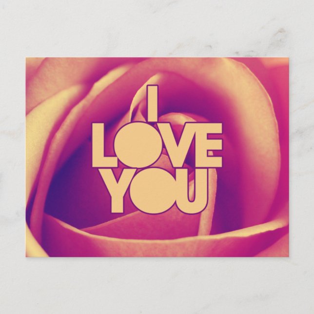 I Kärlek You Rosa ros Vykort (Framsida)