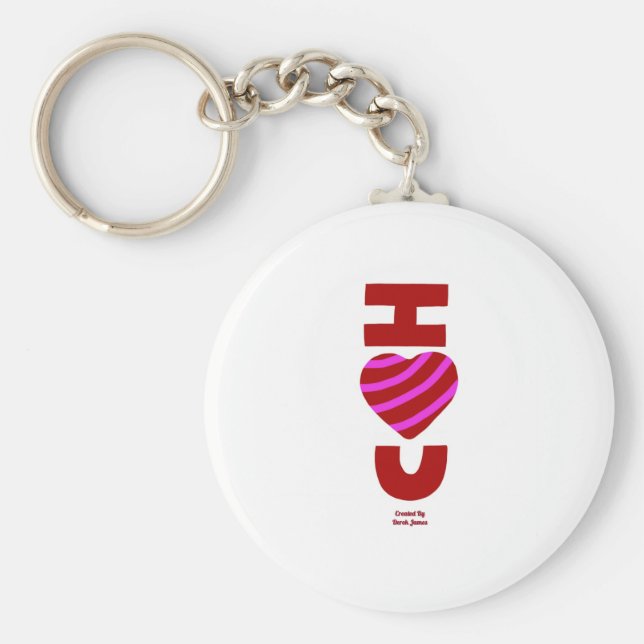 I Kärlek You Round Button Keychain Nyckelring (Framsidan)