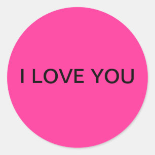 "I KÄRLEK You" Round Rosa Sticker Runt Klistermärke