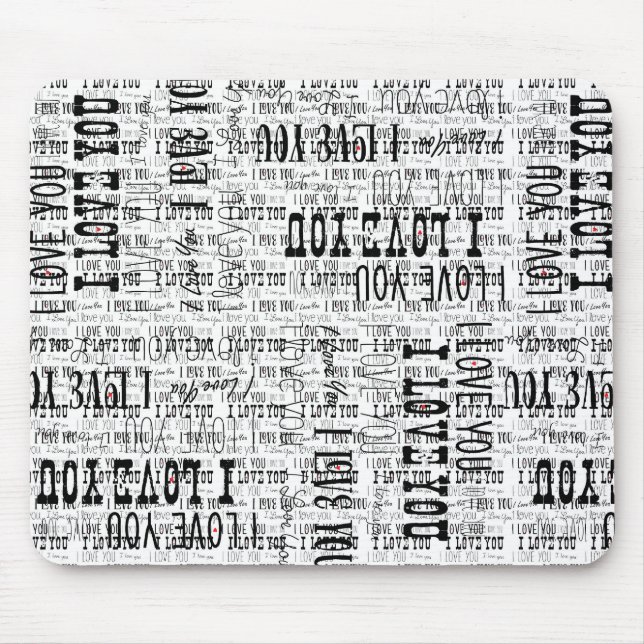 I Kärlek You Typography text Valentiness Mouse Pad Musmatta (Framsidan)